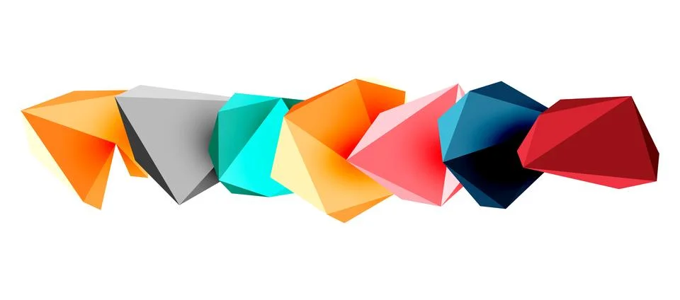3d low poly triangle design elements Stock Illustration
