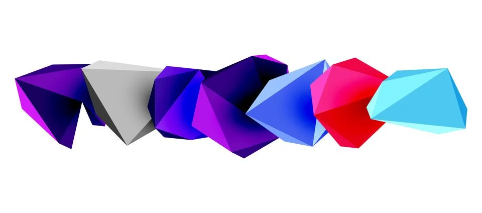 3d low poly triangle design elements Stock Illustration