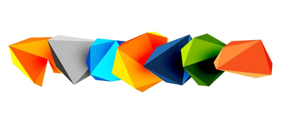 3d low poly triangle design elements Stock Illustration