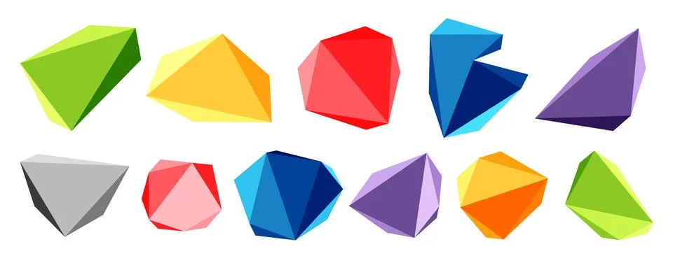 3d low poly triangle design elements イラスト素材