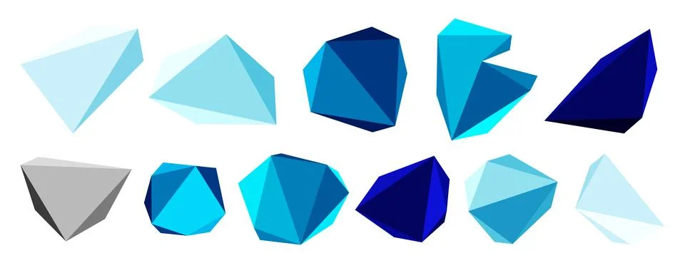 3d low poly triangle design elements 스톡 일러스트