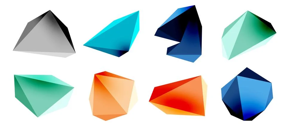 3d low poly triangle design elements 스톡 일러스트