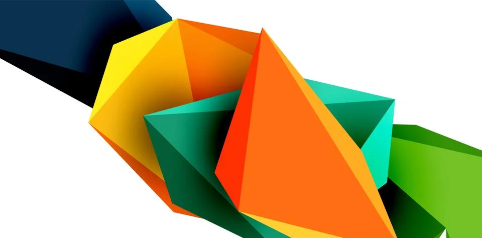 3d low poly triangle design elements Stock Illustration
