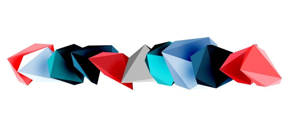 3d low poly triangle design elements Stock Illustration