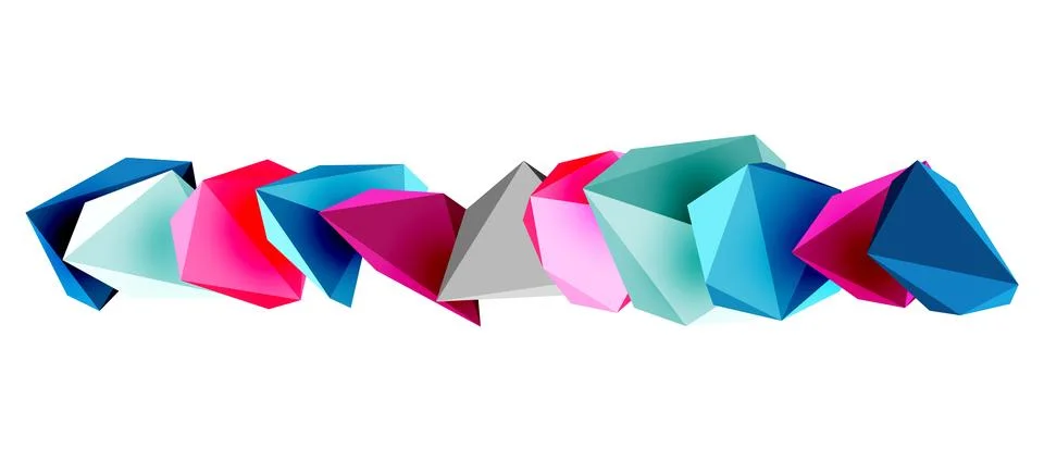 3d low poly triangle design elements Stock Illustration