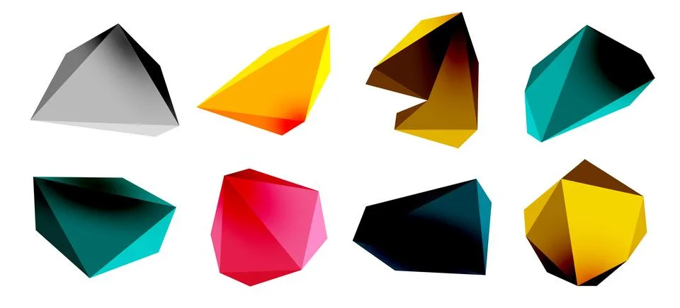 3d low poly triangle design elements Stockillustratie
