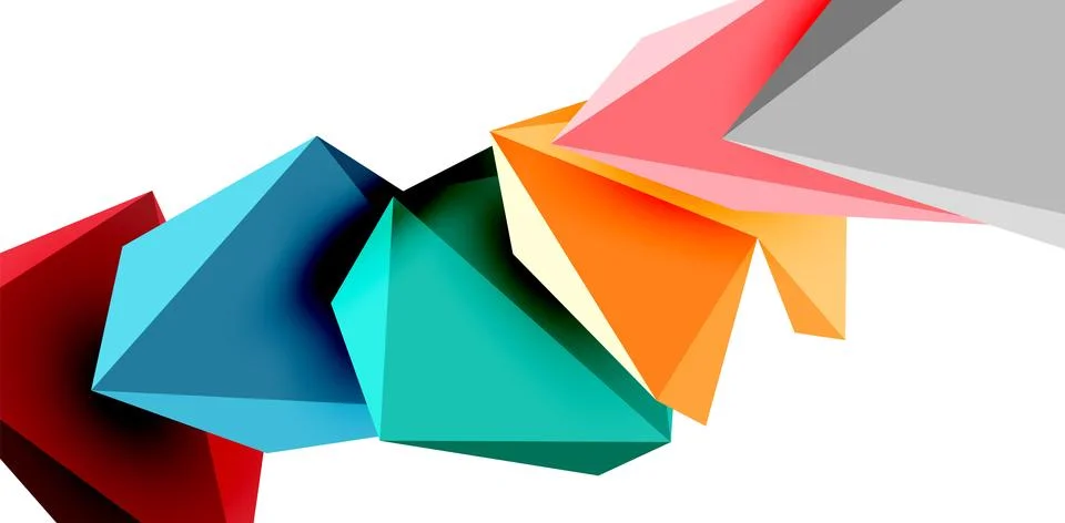 3d low poly triangle design elements Stock Illustration