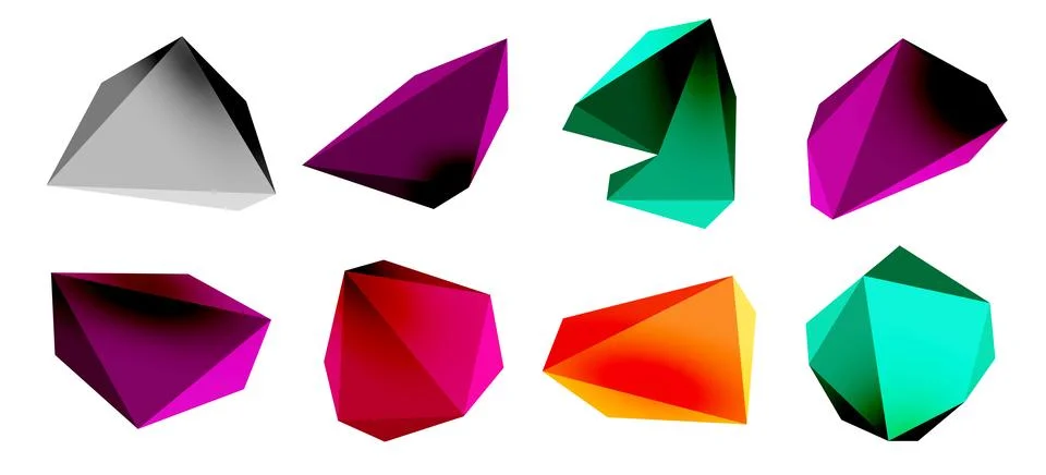 3d low poly triangle design elements Stock Illustration