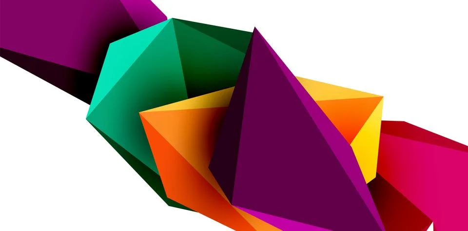 3d low poly triangle design elements Stock Illustration
