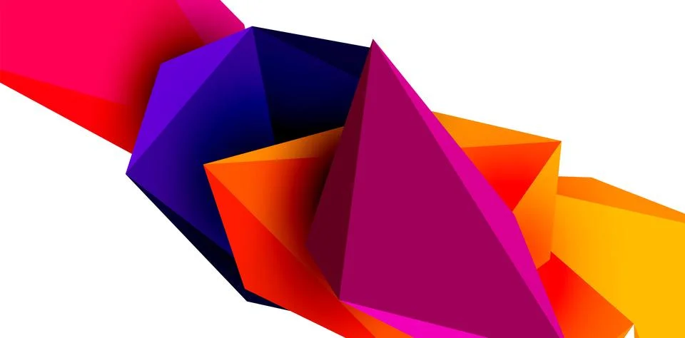 3d low poly triangle design elements Stock Illustration