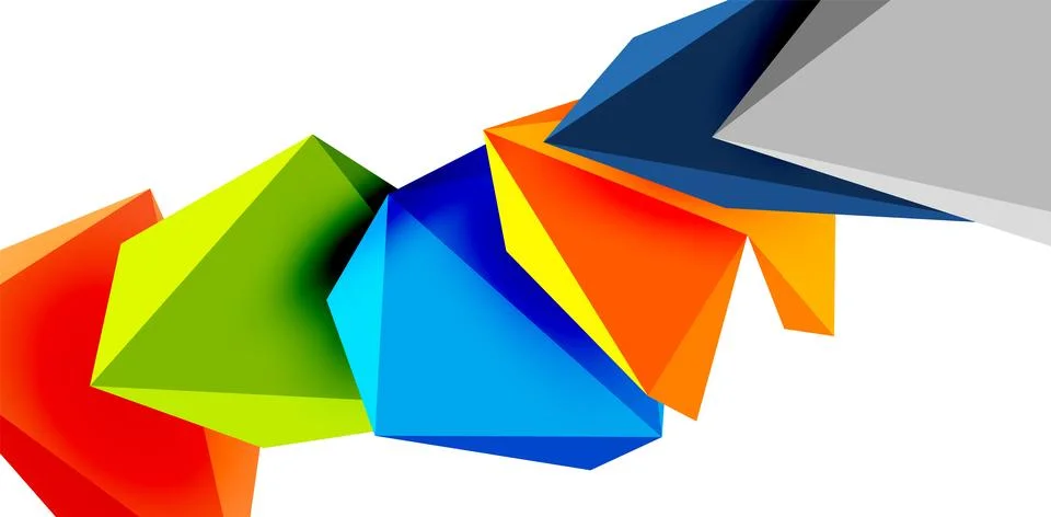 3d low poly triangle design elements Stock Illustration