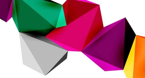 3d low poly triangle design elements 스톡 일러스트