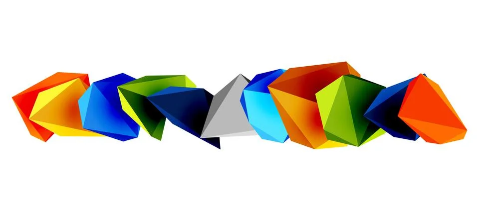 3d low poly triangle design elements Stock Illustration