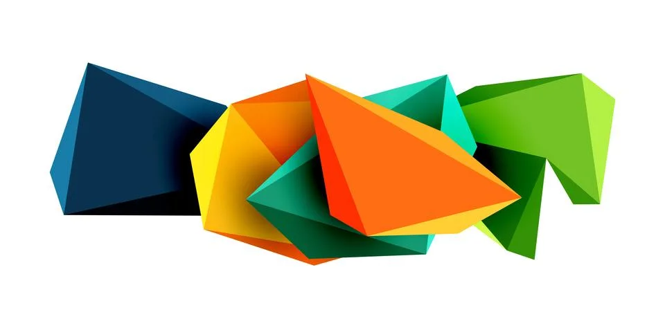 3d low poly triangle design elements Stock Illustration