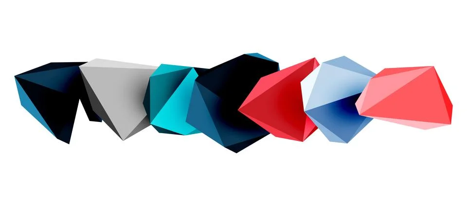 3d low poly triangle design elements Stock Illustration