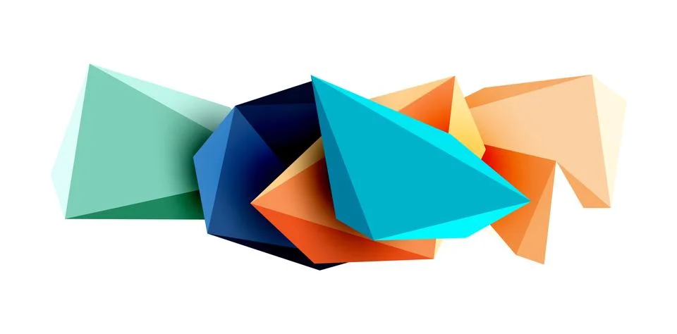 3d low poly triangle design elements Stock Illustration