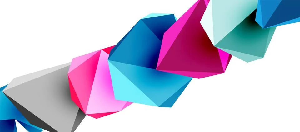 3d low poly triangle design elements Stock Illustration