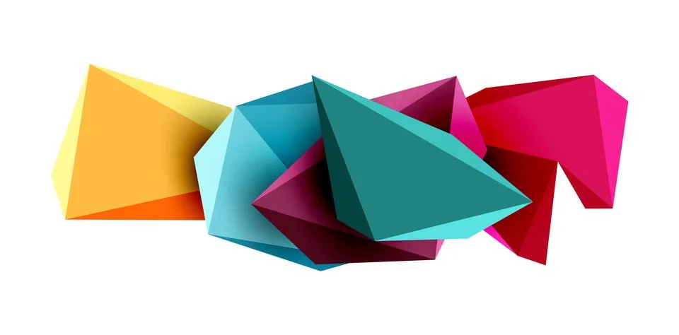 3d low poly triangle design elements 스톡 일러스트