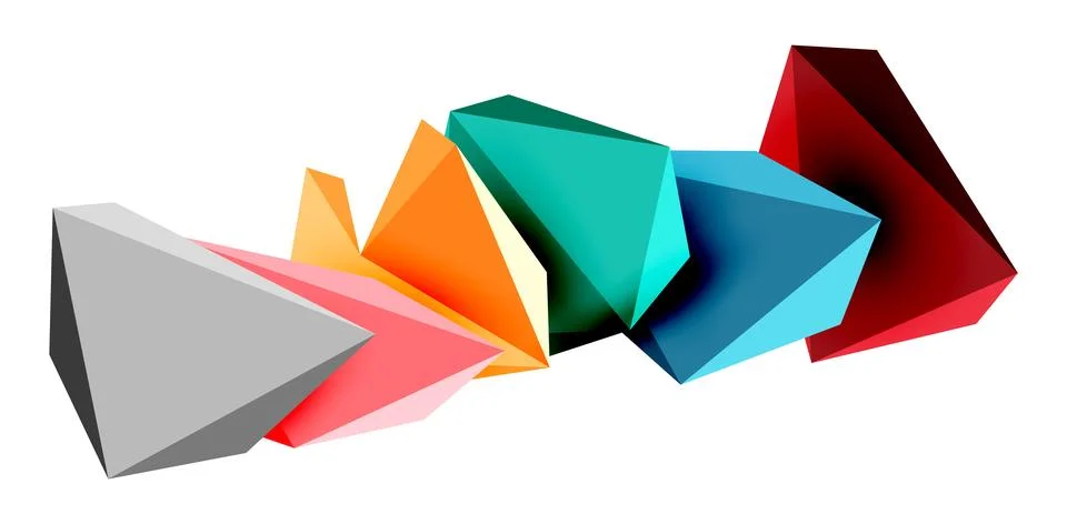 3d low poly triangle design elements Stock Illustration