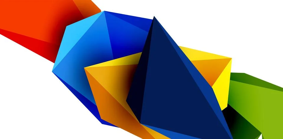3d low poly triangle design elements Stock Illustration