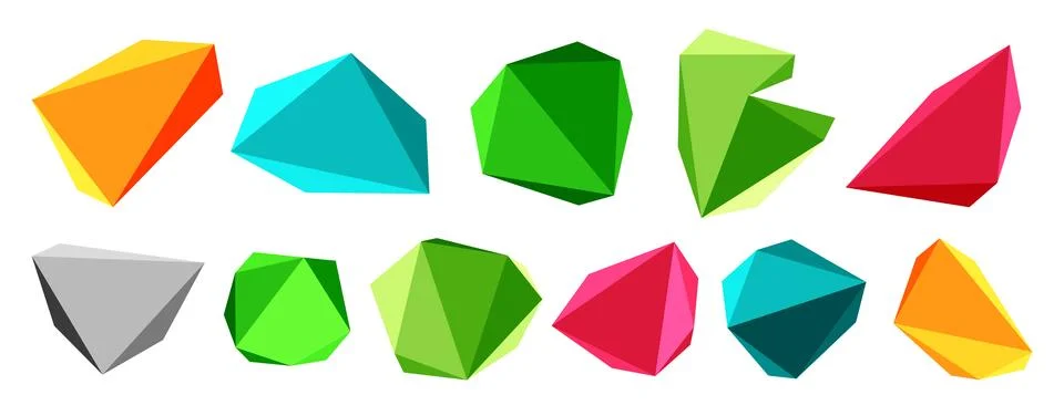 3d low poly triangle design elements Stock Illustration