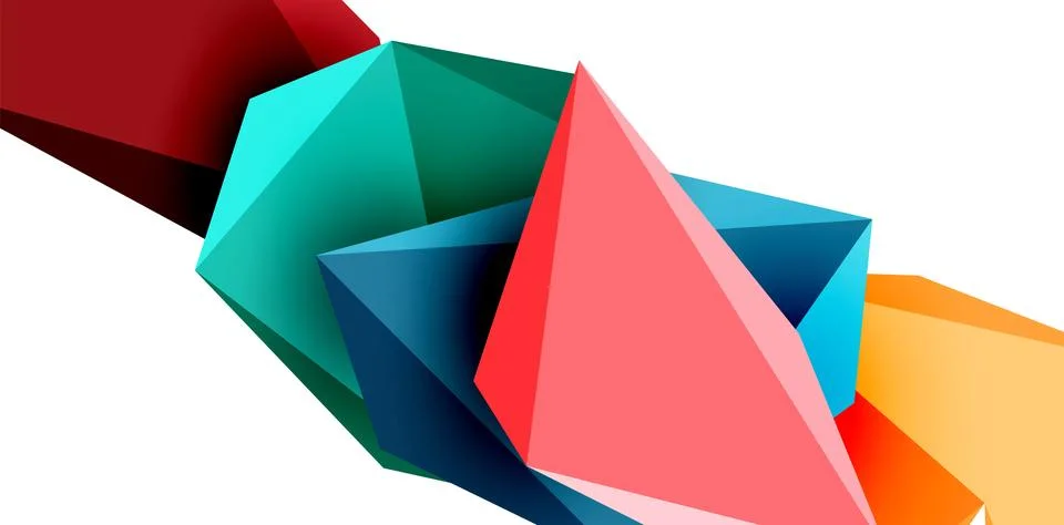 3d low poly triangle design elements 스톡 일러스트