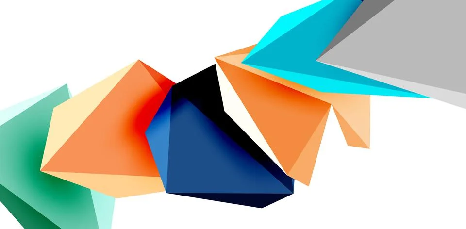 3d low poly triangle design elements Stock Illustration