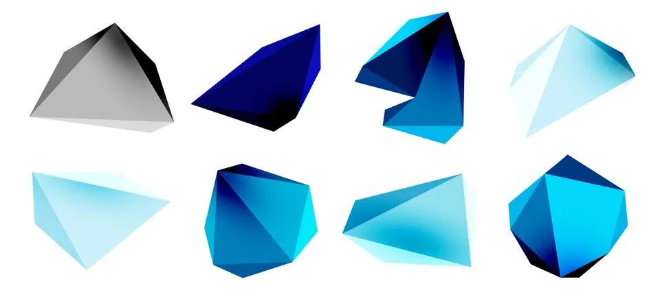 3d low poly triangle design elements Stock Illustration