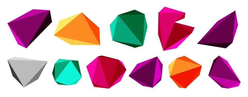 3d low poly triangle design elements 스톡 일러스트