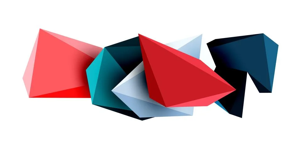 3d low poly triangle design elements Stock Illustration