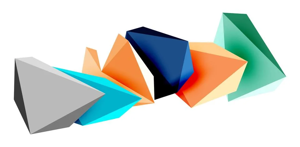 3d low poly triangle design elements 스톡 일러스트
