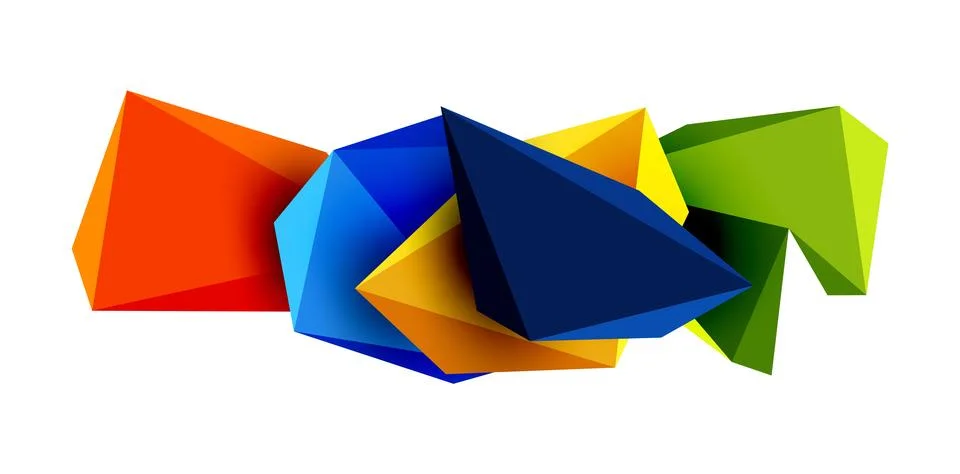 3d low poly triangle design elements 스톡 일러스트