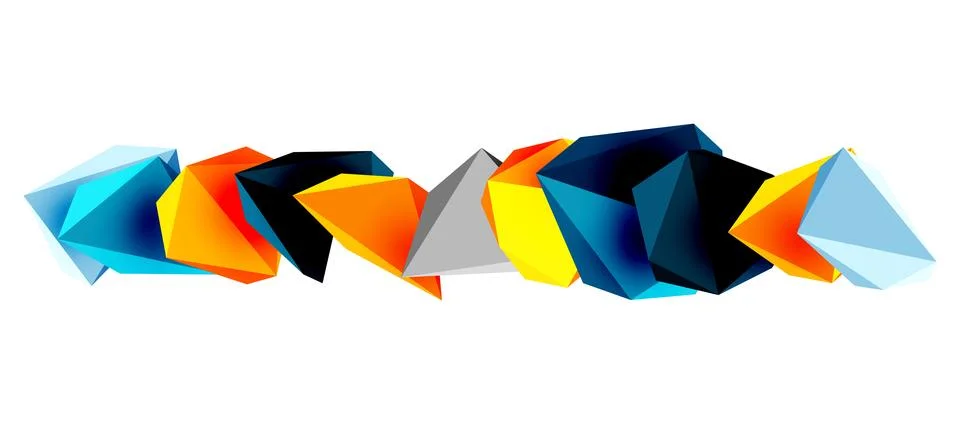 3d low poly triangle design elements Stock Illustration