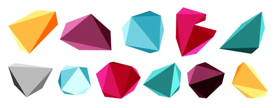 3d low poly triangle design elements 스톡 일러스트