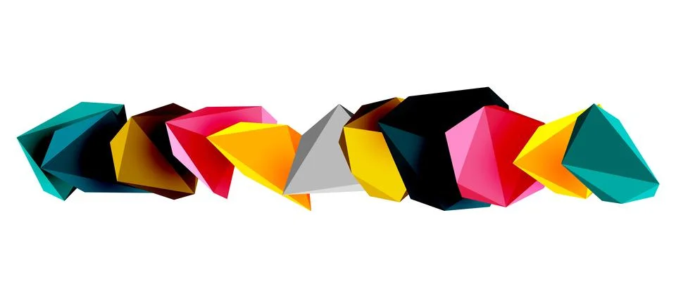 3d low poly triangle design elements 스톡 일러스트