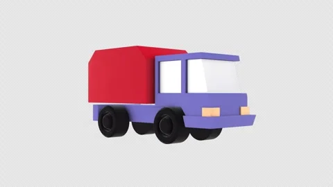 3D Low Poly Truck Rotating on a Transparent Background. Seamless Loop. 4K Stock Footage 286219554