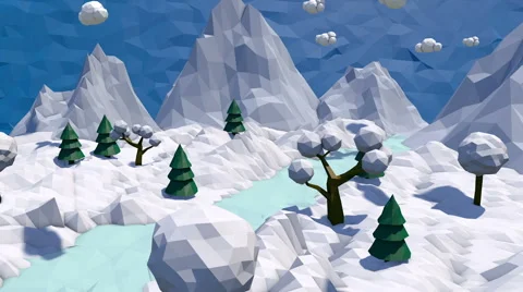 3d low poly winter landscape Stock Footage 68835237