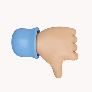 3d Lowered Thumb Hand. for negative feedback, dislike symbol. icon isolated on Illustrazione stock