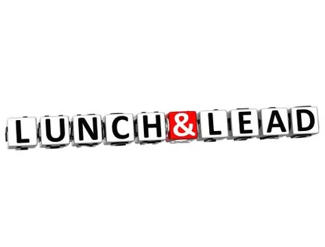 3d lunch and lead button click here block text Stock Illustration