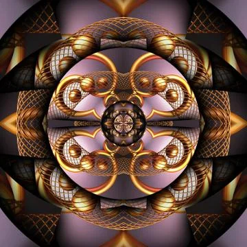 3D Luxury gold pattern tile Stock Illustration