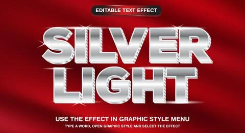 3d luxury silver Light editable vector text effect Illustrazione stock
