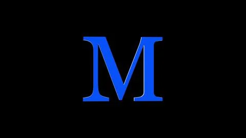 3d M letter logo loopable rotated blue color black background Stock Illustration
