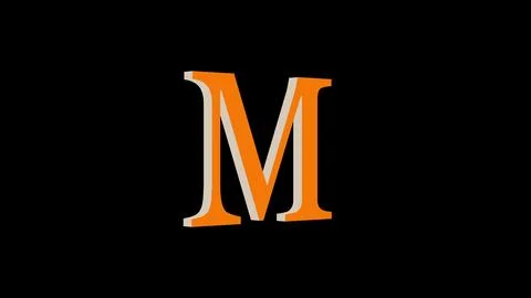 3d M letter logo loopable brown color black background Illustrazione stock