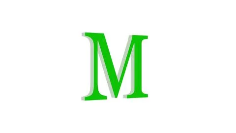 3d M letter logo loopable green color white background Illustrazione stock