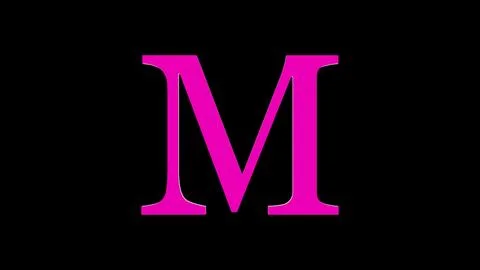 3d M letter logo loopable pink color black background Stock Illustration