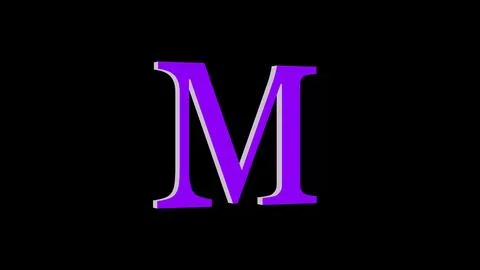 3d M letter logo loopable purple color black background Stock Illustration