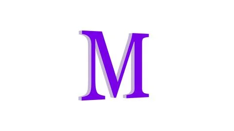 3d M letter logo loopable purple color white background Stock Illustration