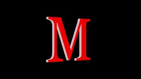 3d M letter logo loopable red color black background Stock Illustration