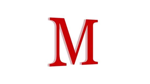 3d M letter logo loopable red color white background Stock Illustration