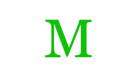 3d M letter logo loopable rotated green color white background Stockillustratie